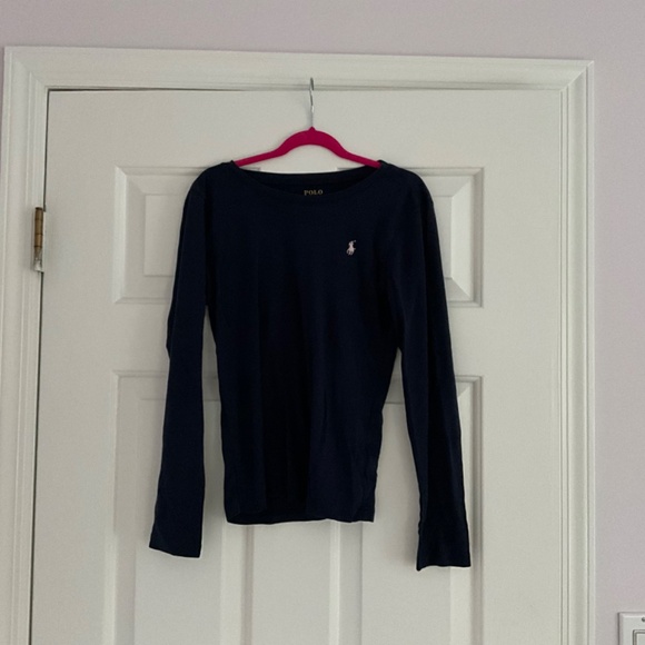 Polo by Ralph Lauren Girl’s Navy Cotton Jersey Long-Sleeve Tee - Picture 3 of 6